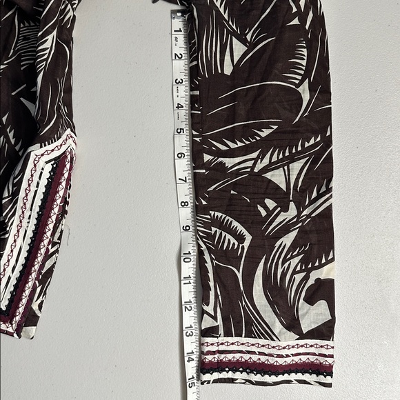 Tory Burch Beach Tunic Brown Palm Fronds Tropical Flamingo Size 6 Sequins - Picture 12 of 12